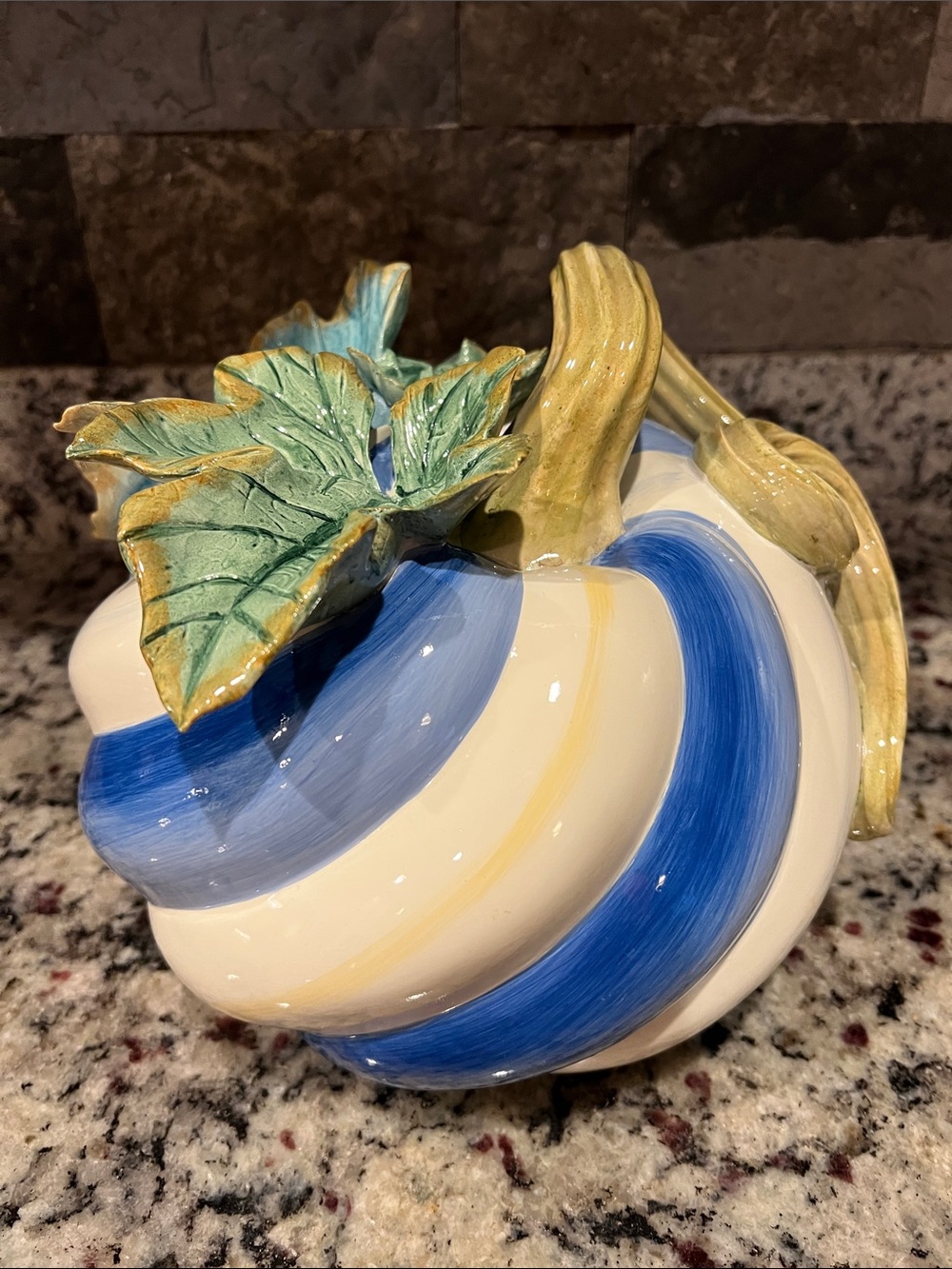 MACKENZIE-CHILDS Royal Swirl Twisted-Stem Pumpkin. New in Box. - Picture 9 of 12